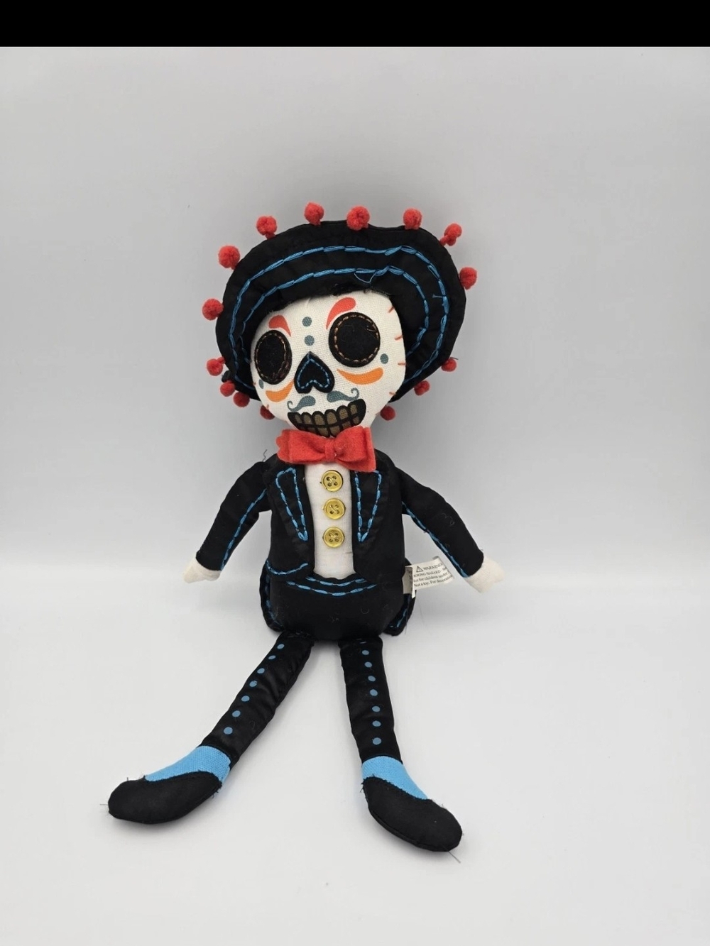 Target Black Skeleton Plush Doll with Blue and Red Accents